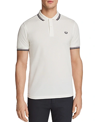 Fred Perry Twin Tipped Slim Fit Polo In Snow White