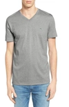 Lacoste V-neck Pima Cotton Tee In Gray