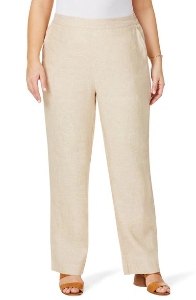 Foxcroft Pull-on Linen Pants In Driftwood