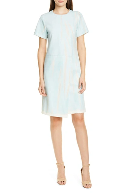 Hugo Boss Dasira Asymmetric Shift Dress In Crinkled Twill Mint