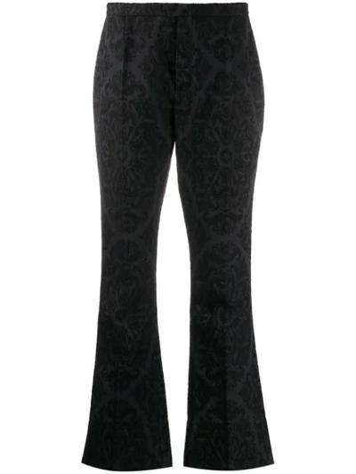 Saint Laurent Velvet-effect Flared Trousers In Blue