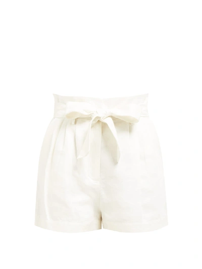 Frame Belted Linen & Cotton Shorts In Suiting White