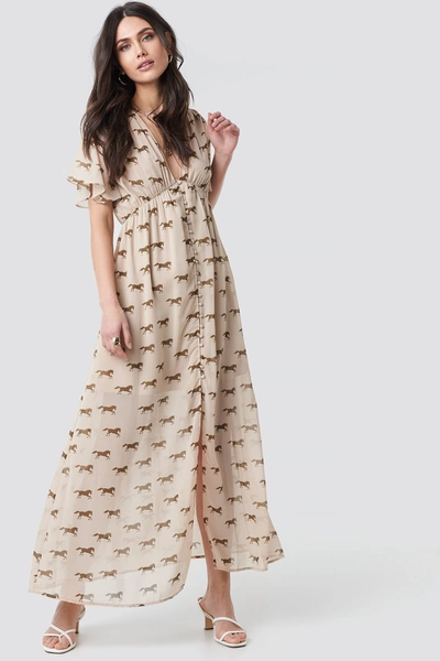 Na-kd Front Button Maxi Dress - Beige In Brown
