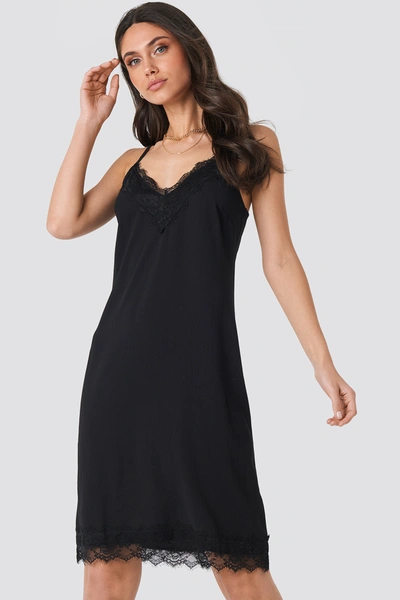 Na-kd Lace Detail Slip Dress - Black