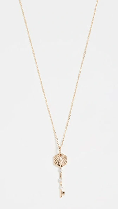 Adina Reyter 14k Small Hexagon Key Necklace In Gold