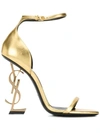 Saint Laurent Opyum Metallic Leather High-heel Sandals In Gold
