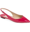 Jimmy Choo Erin Patent Leather Slingback Flats In Hot Pink