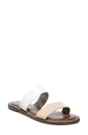 Sam Edelman Gala Two Strap Slide Sandal In Bright White/ Natural Naked