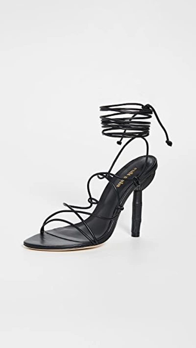 Cult Gaia Soleil Lace-up Leather Sandals In Black