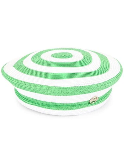 Emilio Pucci Woven Striped Beret In Green