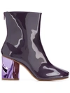 Maison Margiela Destroyed Heel Ankle Boots In Purple