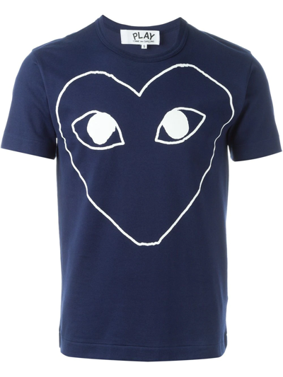 Comme Des Garçons Play Comme Des Garcons Play Cotton T-shirt With Heart Print In Blue