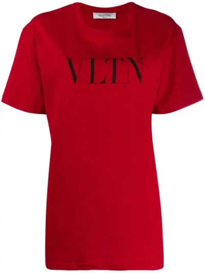 Valentino Vltn Logo T-shirt In Red And Other