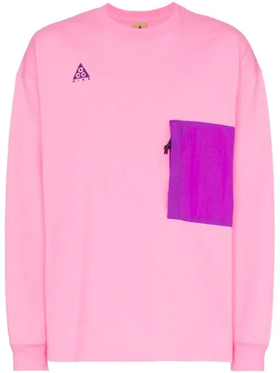Nike Acg Nrg L/s Cotton Jersey T-shirt In Pink