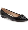Paul Green Andre Pointy Toe Ballet Flat In Black Crinkled Patent