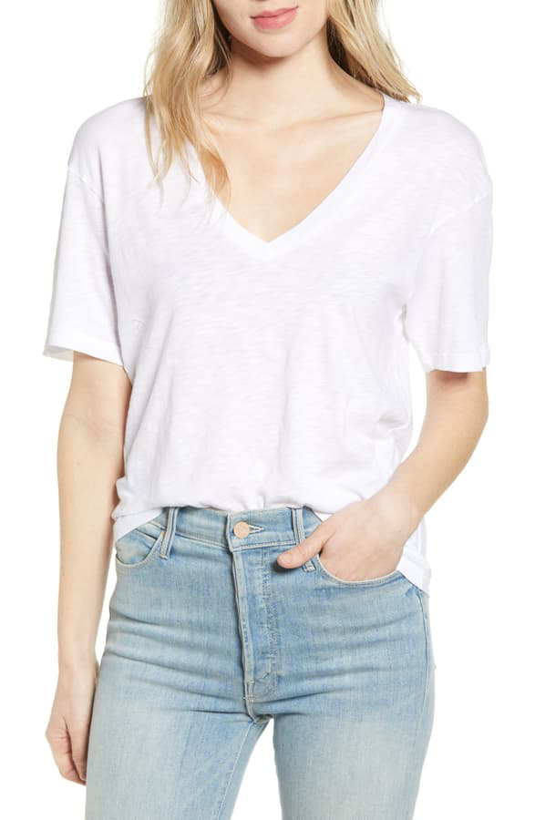 Stateside Vneck Slub Cotton Tee In White ModeSens