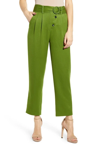 Joa Belted Crop Pants In Moss