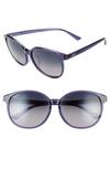 Maui Jim Water Lily 62mm Polarizedplus2® Round Sunglasses In Navy W/ Light Blue/ Grey