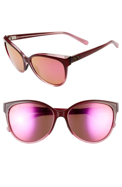 Maui Jim 'olu 'olu 57mm Polarizedplus2 Cat Eye Sunglasses In Burgundy Fade/ Maui Sunrise