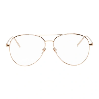Linda Farrow Luxe Gold 751 C3 Aviator Glasses In Rose Gold