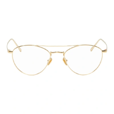 Linda Farrow Luxe Gold 876 C8 Aviator Glasses In Yellowgold