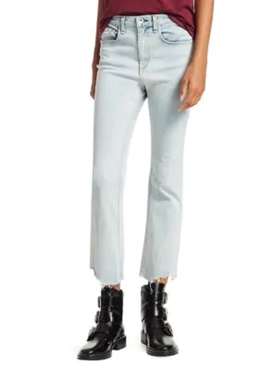 Rag & Bone Hana Chewed Cropped Wide-leg Jeans In Clean Lynn