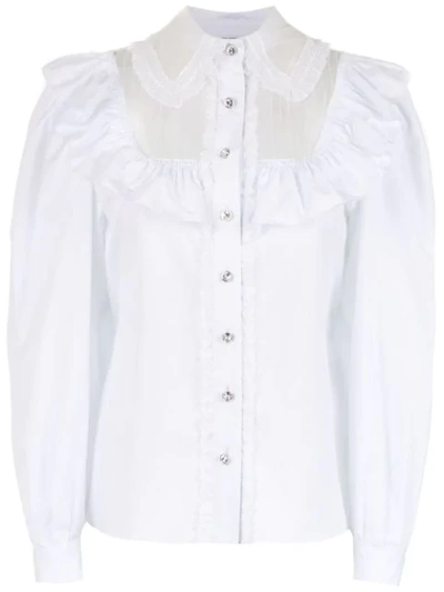 Andrea Bogosian Ruffled Long Sleeved Shirt - White