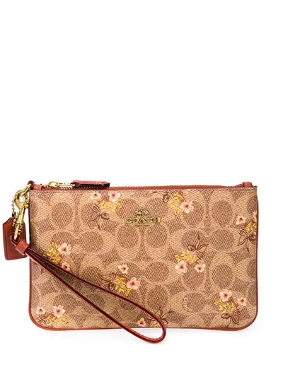 Coach Floral Small Wristlet - Brown