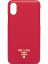 Prada Logo Plaque Iphone Xs Max Cover In Red
