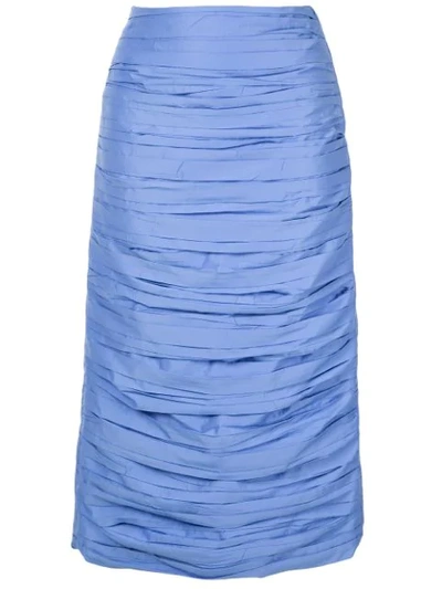 Irene Pleated Midi Skirt In Blue