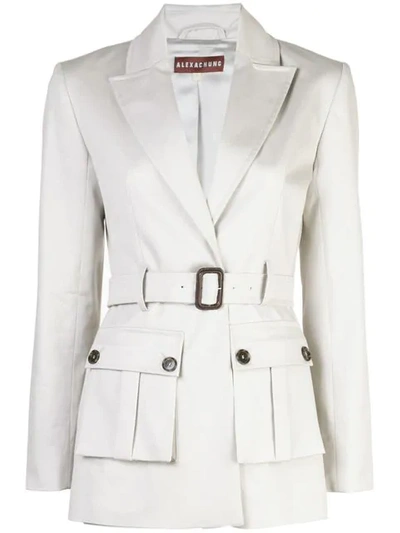 Alexa Chung Belted Tailored Jacket In Grey