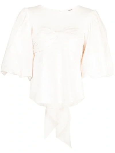 Johanna Ortiz Idyllio Ruched Puff-sleeve Blouse In White