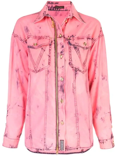 Versace Washed Effect Denim Jacket - Pink