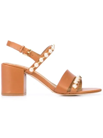 Tory Burch Emmy Pearl Embellished Sandals In Brown