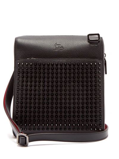 Christian Louboutin Benech Medium Spike-embellished Leather Bag In Black