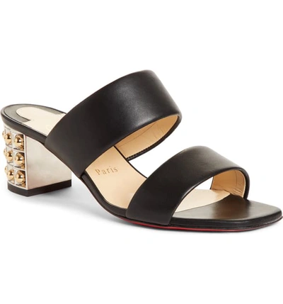 Christian Louboutin Opticat Red Sole Slide Sandals In Black