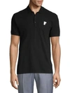 Versace Solid Cotton Polo In Black