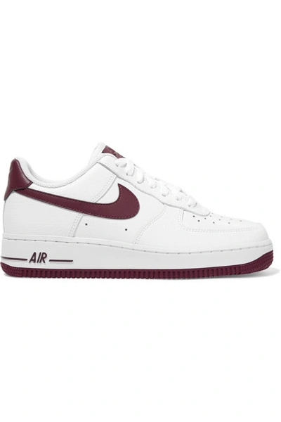 Nike Air Force 1 '07 Leather Sneakers In White/ Bordeaux