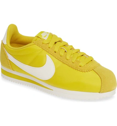 Nike Classic Cortez Sneaker In Bright Citron/ Sail/ White