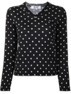 Comme Des Garçons Play Embroidered Heart Polka Dot Jumper In Black