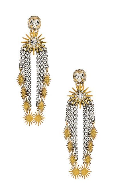 Elizabeth Cole Ellen Crystal & Starburst Earrings In Gold