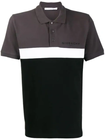 Givenchy Striped Printed Cotton-piqué Polo Shirt In Grey/black