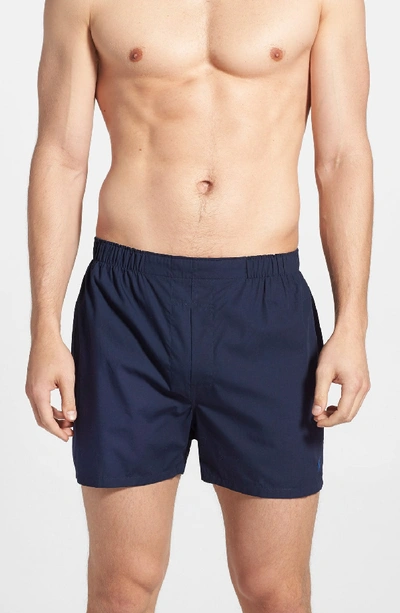 Polo Ralph Lauren 3-pack Woven Cotton Boxers In Blue