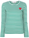 Comme Des Garçons Play Striped Long-sleeved T-shirt In Green