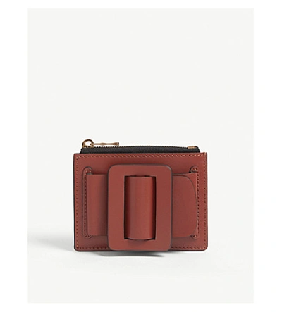 Boyy Buckle Leather Cardholder In Pomodoro