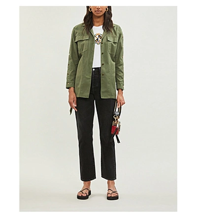 Sandro Cotton Utility Jacket In Olive Green