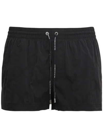 Dolce & Gabbana Contrast Stripe Swim Shorts In Black