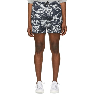 Mcq By Alexander Mcqueen Mcq Alexander Mcqueen Navy And White Holiday Shorts In Black