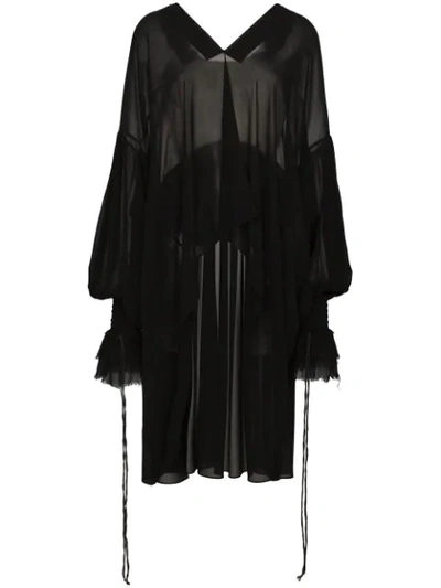 Saint Laurent Asymmetric Oversized Blouse In Black