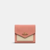 Coach Small Wallet In Colorblock In Light Peach Multi/gold